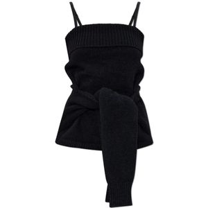 Dolce & Gabbana - Spaghetti-Strap Top - Zwart - Dames - Leer