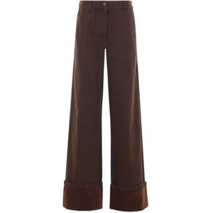 Dries Van Noten, Dames, Broeken, Bruin, Maat: M Zijde,