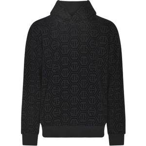 Philipp Plein, Heren, Sweatshirts & Hoodies, Zwart, Maat: L Katoen,