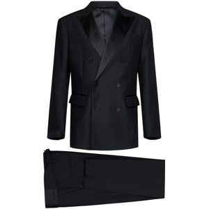 Dsquared2, Heren, Pakken, Zwart, Maat: XL Satijn,