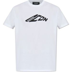 Dsquared2, Heren, Tops, Wit, Maat: L Katoen,