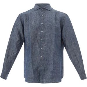 Lardini, Heren, Overhemden, Blauw, Maat: 2XL Linnen,
