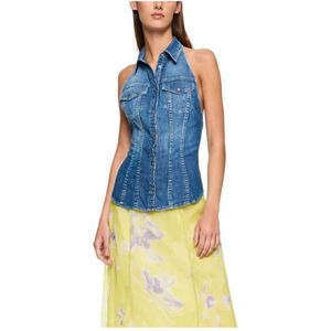 Dondup, Dames, Tops, Blauw, Maat: M Denim,