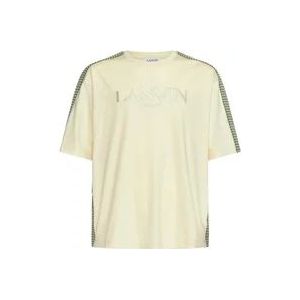 Lanvin Lichtgele Katoenen T-shirt met Logo , Beige , Heren , Maat: L