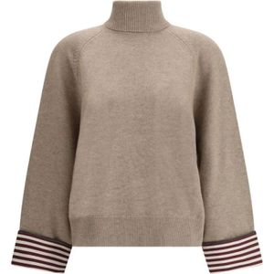 Brunello Cucinelli, Dames, Truien, Beige, Maat: L Leer,
