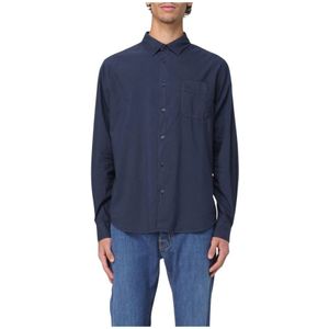 Woolrich, Heren, Overhemden, Blauw, Maat: L Katoen,