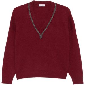Brunello Cucinelli, Dames, Truien, Rood, Maat: L