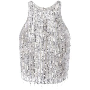 Elisabetta Franchi, Dames, Tops, Grijs, Maat: XL Poliester,