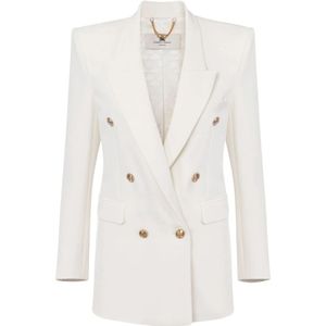 Elisabetta Franchi, Dames, Jassen, Wit, Maat: S Satijn,