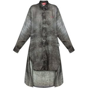 Diesel, Dames, Jurken, Grijs, Maat: 2XS Denim,