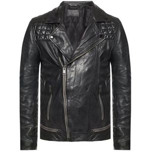 AllSaints, Heren, Jassen, Blauw, Maat: XS Leer,