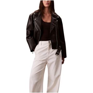 Calvin Klein Jeans - Imitatie Leren Bikerjack - Zwart - Dames