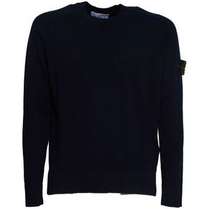 Stone Island, Heren, Truien, Blauw, Maat: 2XL Wol,
