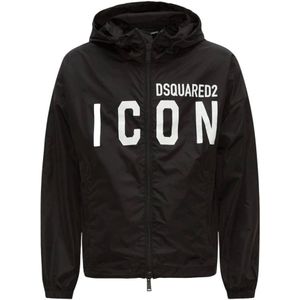 Dsquared2, Heren, Jassen, Zwart, Maat: L Nylon,