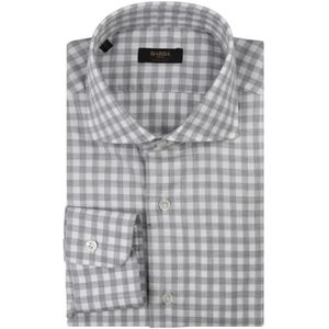 Barba, Heren, Overhemden, Grijs, Maat: L Katoen,