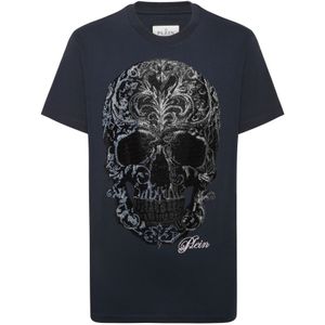 Philipp Plein, Heren, Tops, Blauw, Maat: S Katoen,