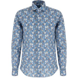 Barba, Heren, Overhemden, Blauw, Maat: M