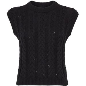 Brunello Cucinelli, Dames, Truien, Zwart, Maat: L