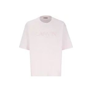 Lanvin Roze Katoenen T-shirt met Borduursel , Pink , Heren , Maat: XS