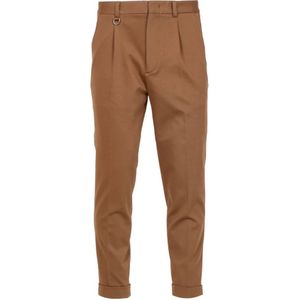 Paolo Pecora, Heren, Broeken, Bruin, Maat: M Leer,
