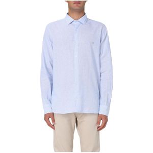 Brooksfield, Heren, Overhemden, Blauw, Maat: XL Linnen,