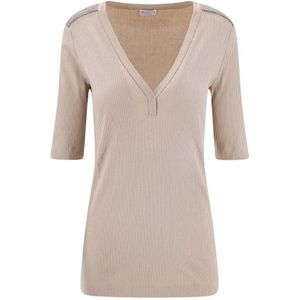 Brunello Cucinelli, Dames, Tops, Beige, Maat: M