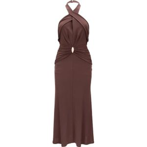 Elisabetta Franchi, Dames, Jurken, Bruin, Maat: S Viscose,