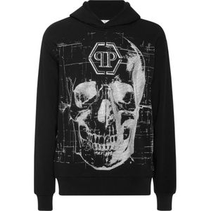 Philipp Plein, Heren, Sweatshirts & Hoodies, Zwart, Maat: L Katoen,