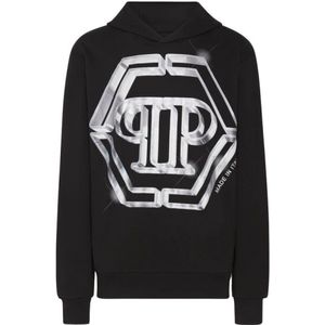 Philipp Plein, Heren, Sweatshirts & Hoodies, Zwart, Maat: L Katoen,
