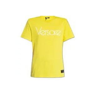 Versace T-shirt met logo , Yellow , Dames , Maat: S
