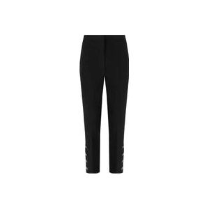 Twinset Zwarte Cropped Broek met Logo Knopen , Black , Dames , Maat: S