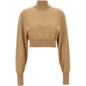 Sportmax, Dames, Truien, Beige, Maat: L Wol,