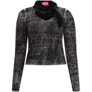 Diesel, Dames, Tops, Grijs, Maat: M Linnen,