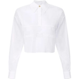 Elisabetta Franchi, Dames, Blouses & Shirts, Wit, Maat: XS Katoen,