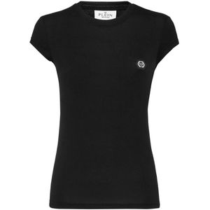 Philipp Plein, Dames, Tops, Zwart, Maat: S Leer,