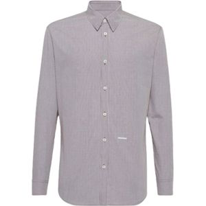 Dsquared2, Heren, Overhemden, Grijs, Maat: 2XL