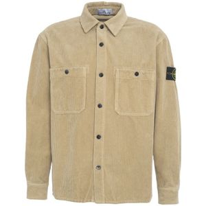 Stone Island, Heren, Jassen, Beige, Maat: M Corduroy,