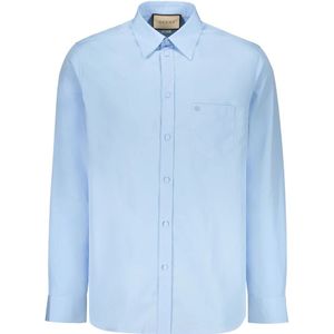 Gucci, Heren, Overhemden, Blauw, Maat: L Katoen,