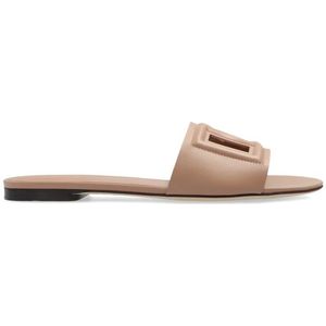 Dolce & Gabbana - Leren Slides - Beige - Leer