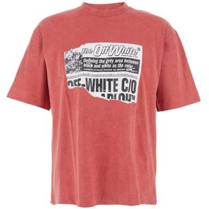 Off White, Heren, Tops, Rood, Maat: S Katoen,