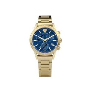 Versace Sport Tech Chronograaf Goud Blauw Horloge , Yellow , Dames , Maat: ONE Size