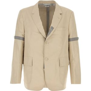 Thom Browne, Heren, Jassen, Beige, Maat: S