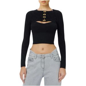 Elisabetta Franchi, Dames, Truien, Zwart, Maat: S
