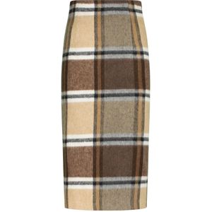 Nicowa - Lanowa - Geruite Kokerrok - Bruin - Wolmix - Hoge Taille - Halflang