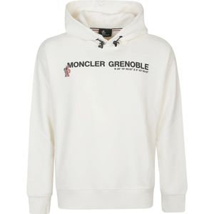 Moncler, Heren, Sweatshirts & Hoodies, Wit, Maat: S Katoen,