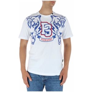 Plein Sport, Heren, Tops, Wit, Maat: S Katoen,