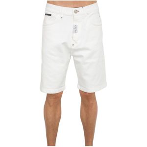 Philipp Plein, Heren, Korte broeken, Wit, Maat: W30 Denim,