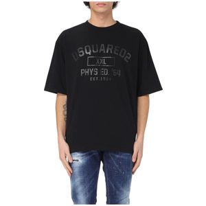 Dsquared 2 - T-shirt - Zwart - Katoen - Ronde Halslijn - Korte Mouwen