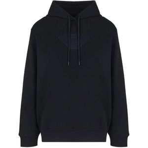 Emporio Armani, Heren, Sweatshirts & Hoodies, Blauw, Maat: XL Katoen,