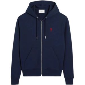 Ami Paris, Heren, Sweatshirts & Hoodies, Blauw, Maat: XS Katoen,